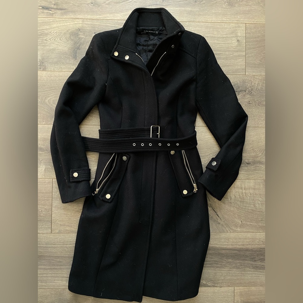 Zara Wool blend Coat Black XS